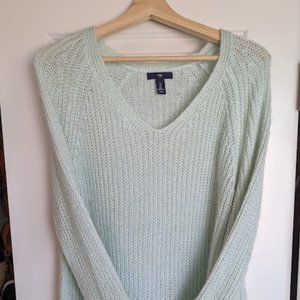 GAP V-Neck Mint Green Stretchy Knit Sweater